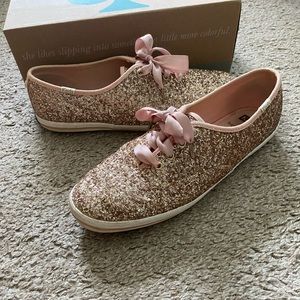 Kate spade rose gold glitter keds